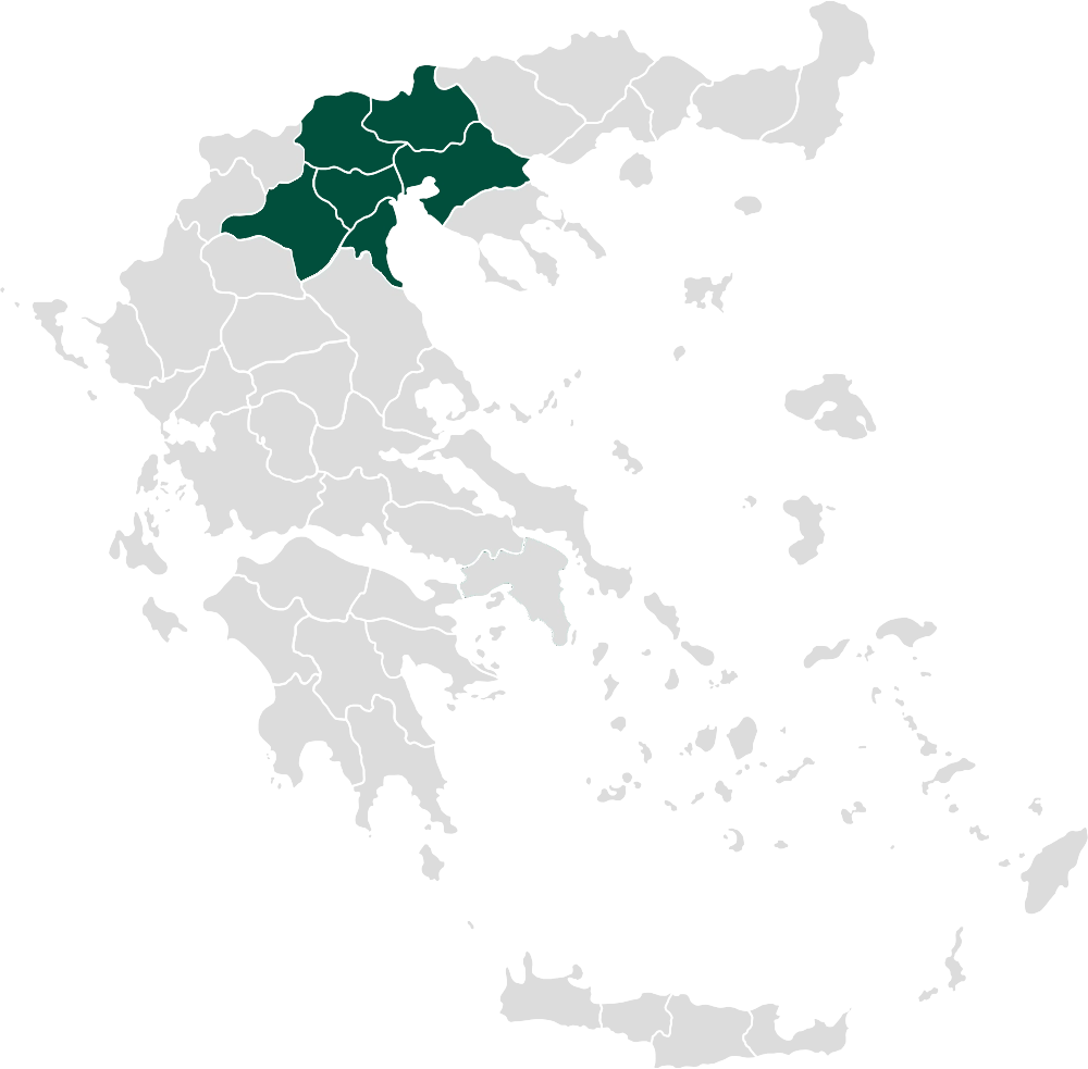 Χάρτης της Ελλάδος με τους νομούς εξυπηρέτησης